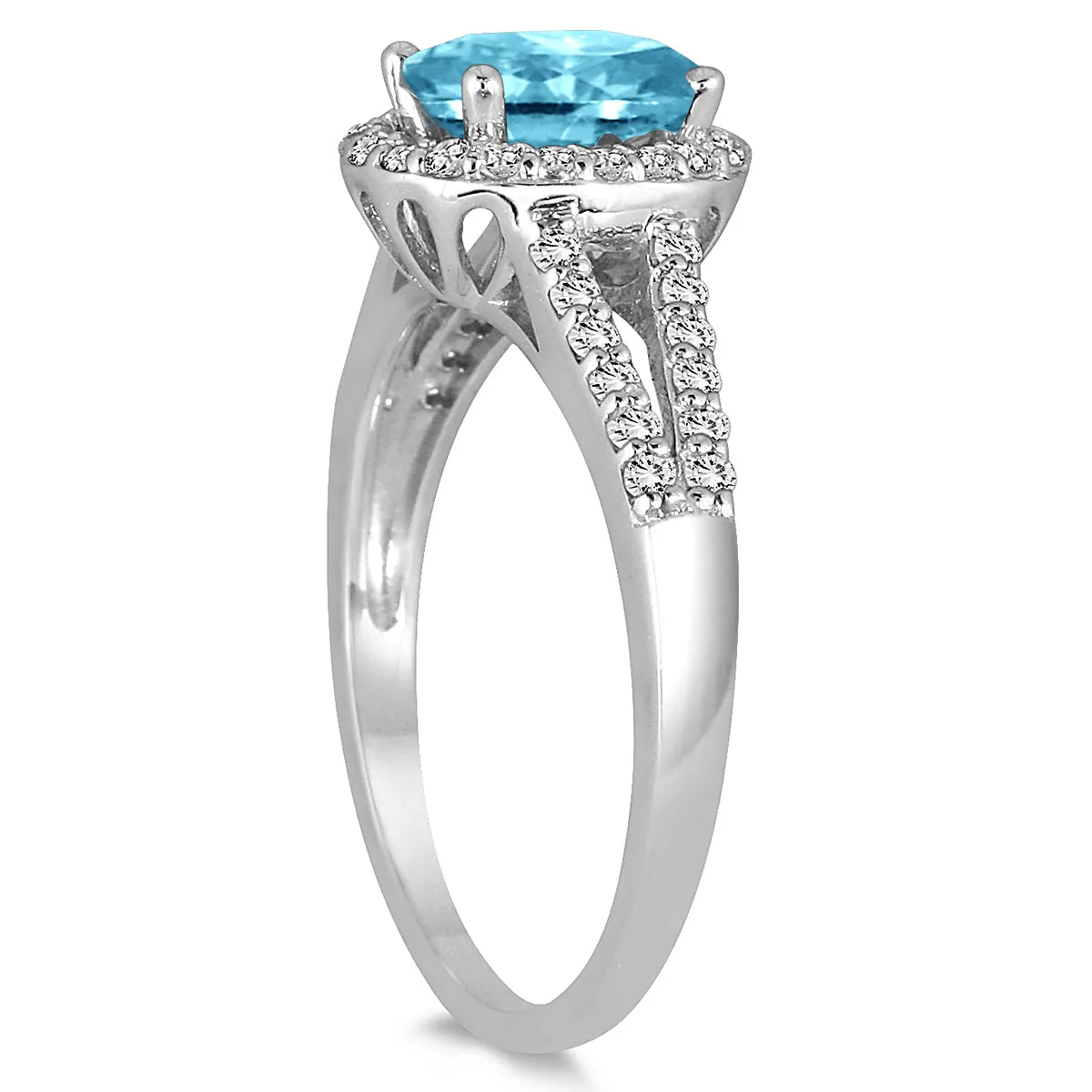 1 1/4 Carat Oval Topaz And Diamond Ring In 10K White Gold