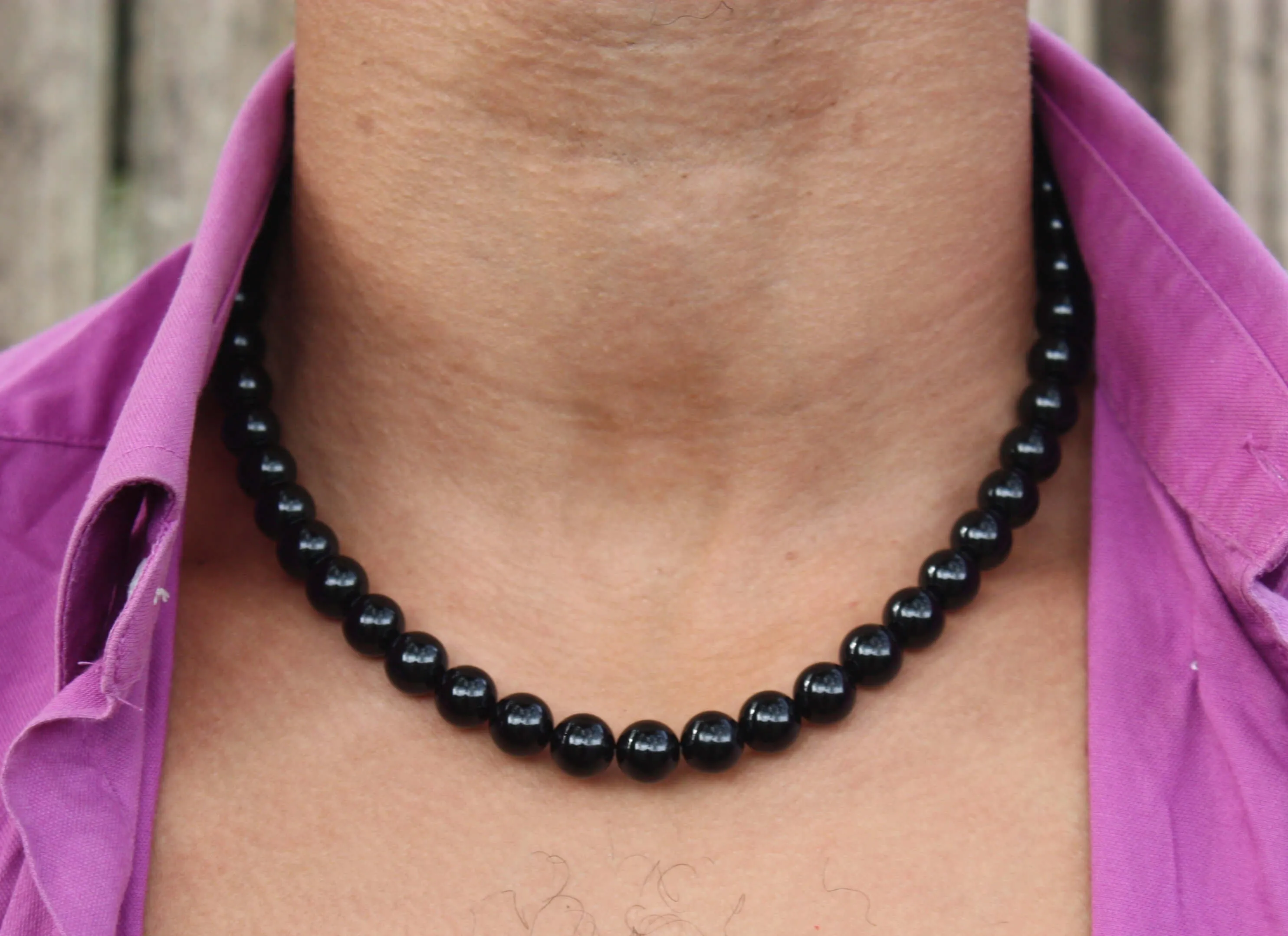 10mm Black Onyx Necklace - EMF Protection Jewelry - Empath Protection - Necklaces for Women/Men - Protection Stones with Magneti