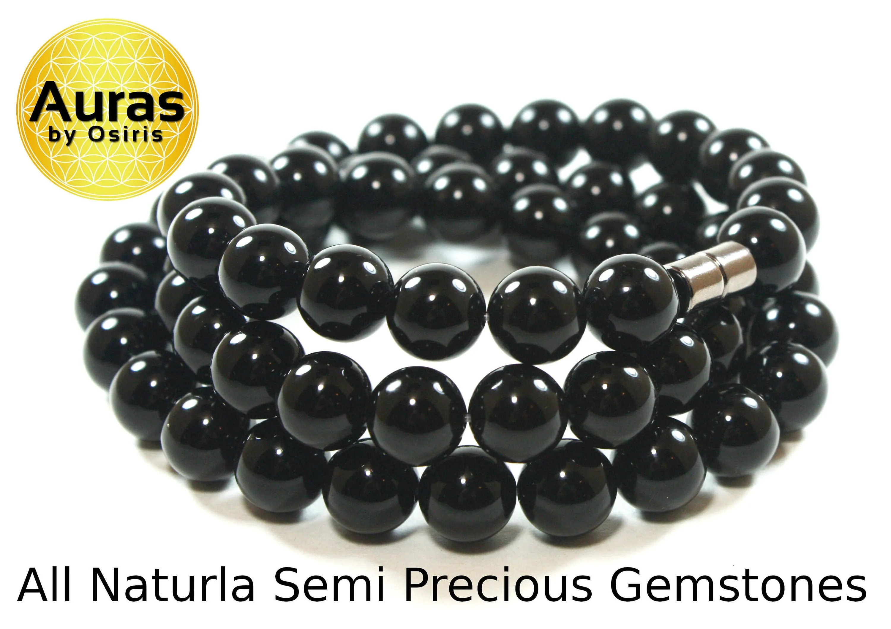 10mm Black Onyx Necklace - EMF Protection Jewelry - Empath Protection - Necklaces for Women/Men - Protection Stones with Magneti