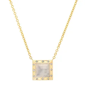 14K YG Moonstone and Diamond Necklace