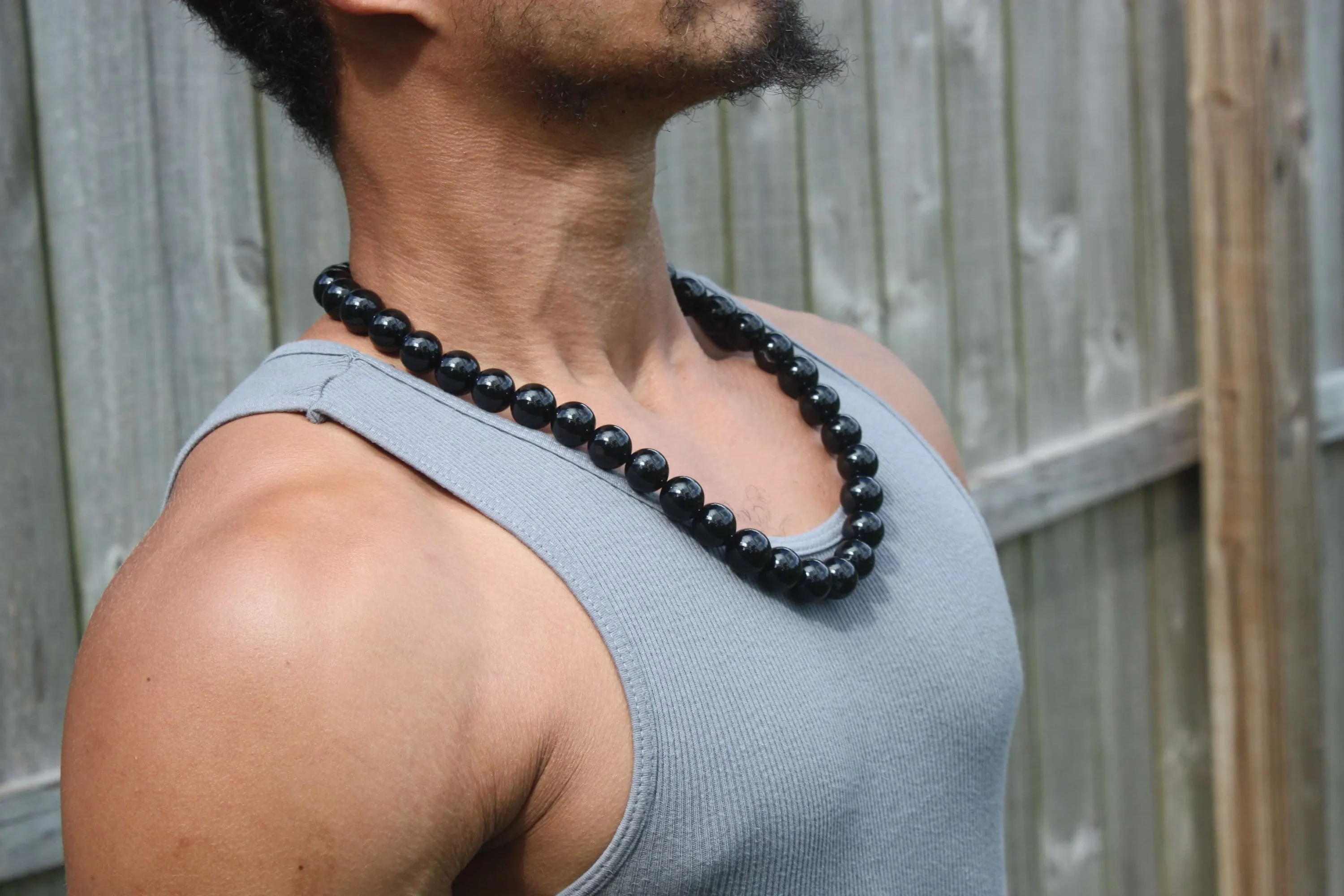 16mm Black Onyx Necklace - EMF Protection Jewelry - Empath Protection - Necklaces for Women/Men - Protection Stones with Magneti