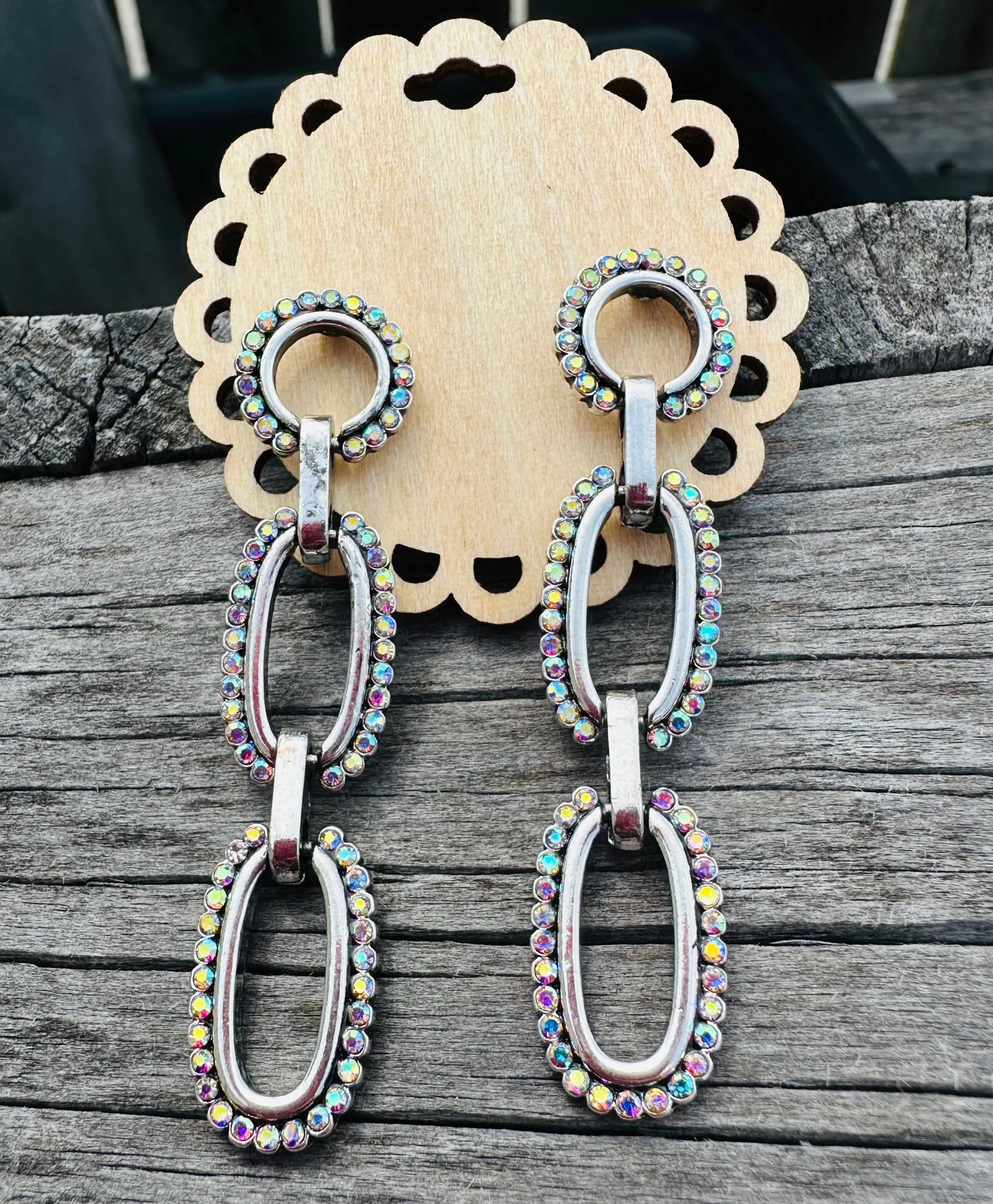 3 Chain Rhinestone Earrings