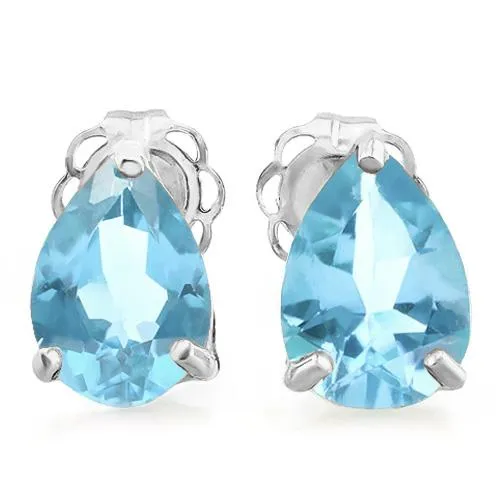 3/4 CT BABY SWISS BLUE TOPAZ 10KT SOLID GOLD EARRINGS STUD