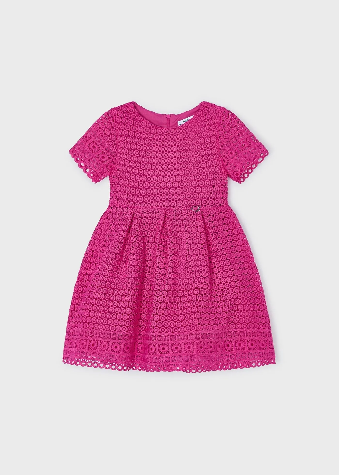 3918 - Embroidered dress for girl - Fuchsia