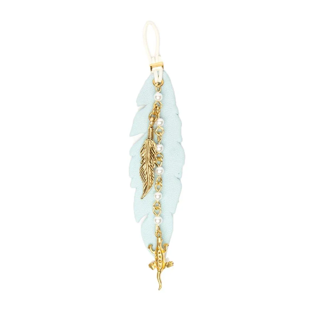 Agate Blue Feather Shoe Charm