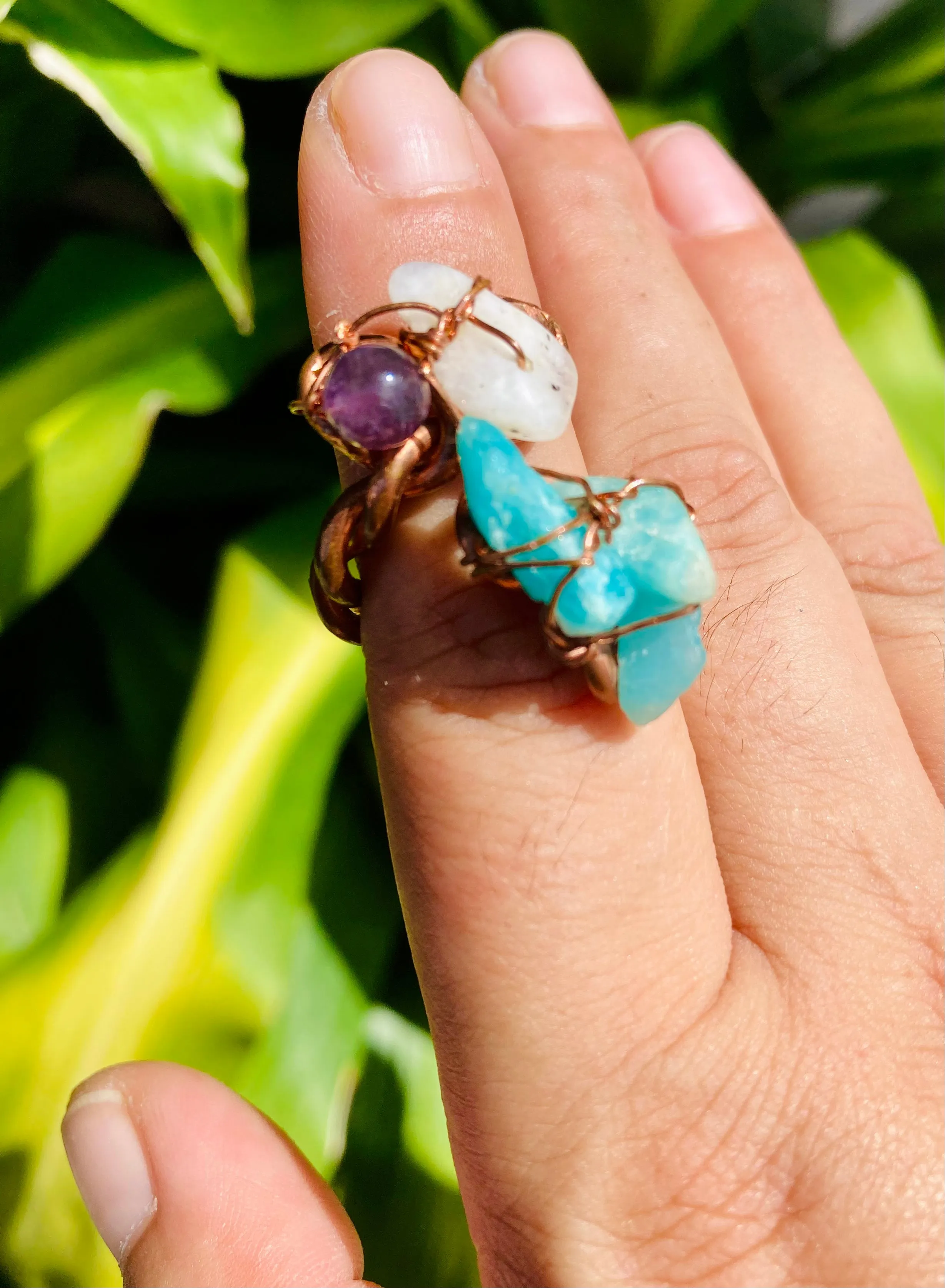 Amazonite Moonstone Magic Ring