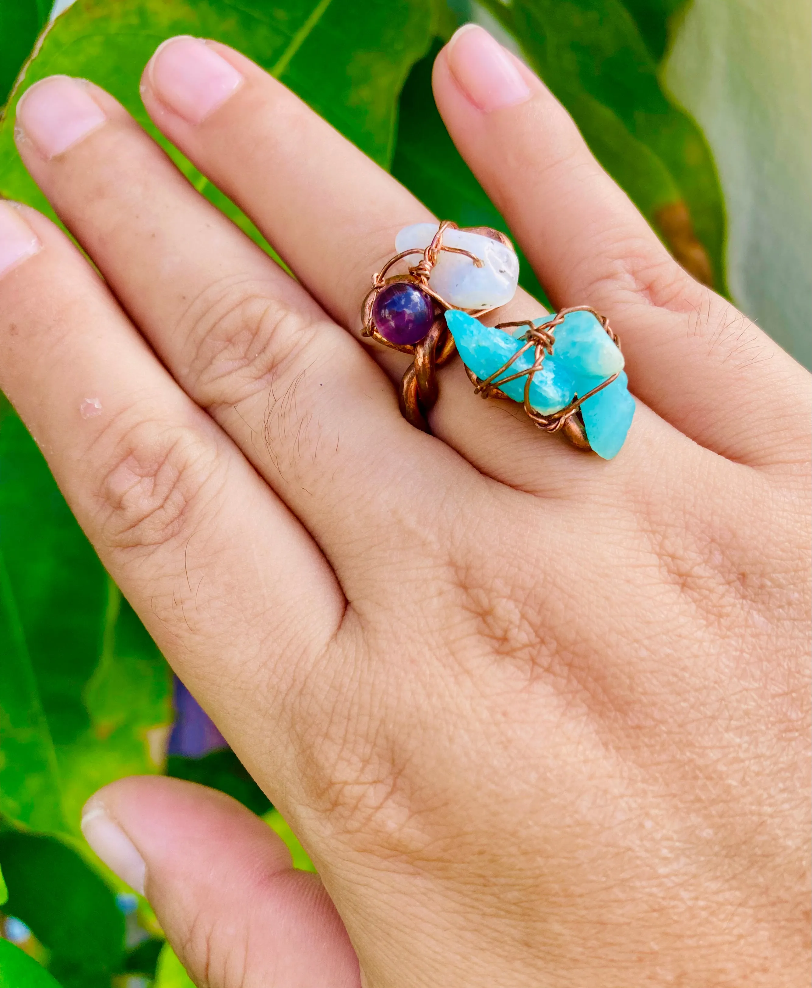 Amazonite Moonstone Magic Ring