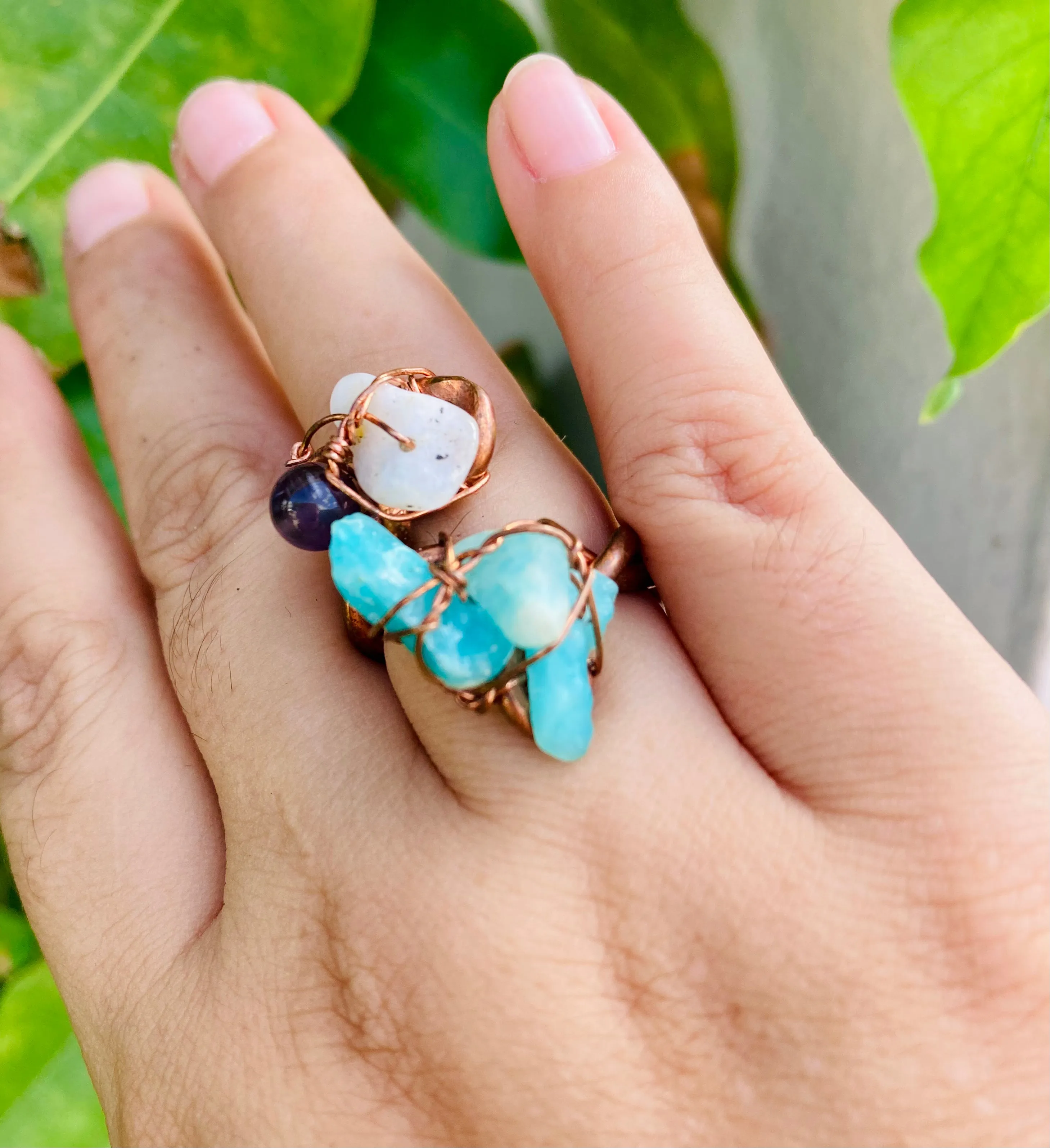 Amazonite Moonstone Magic Ring