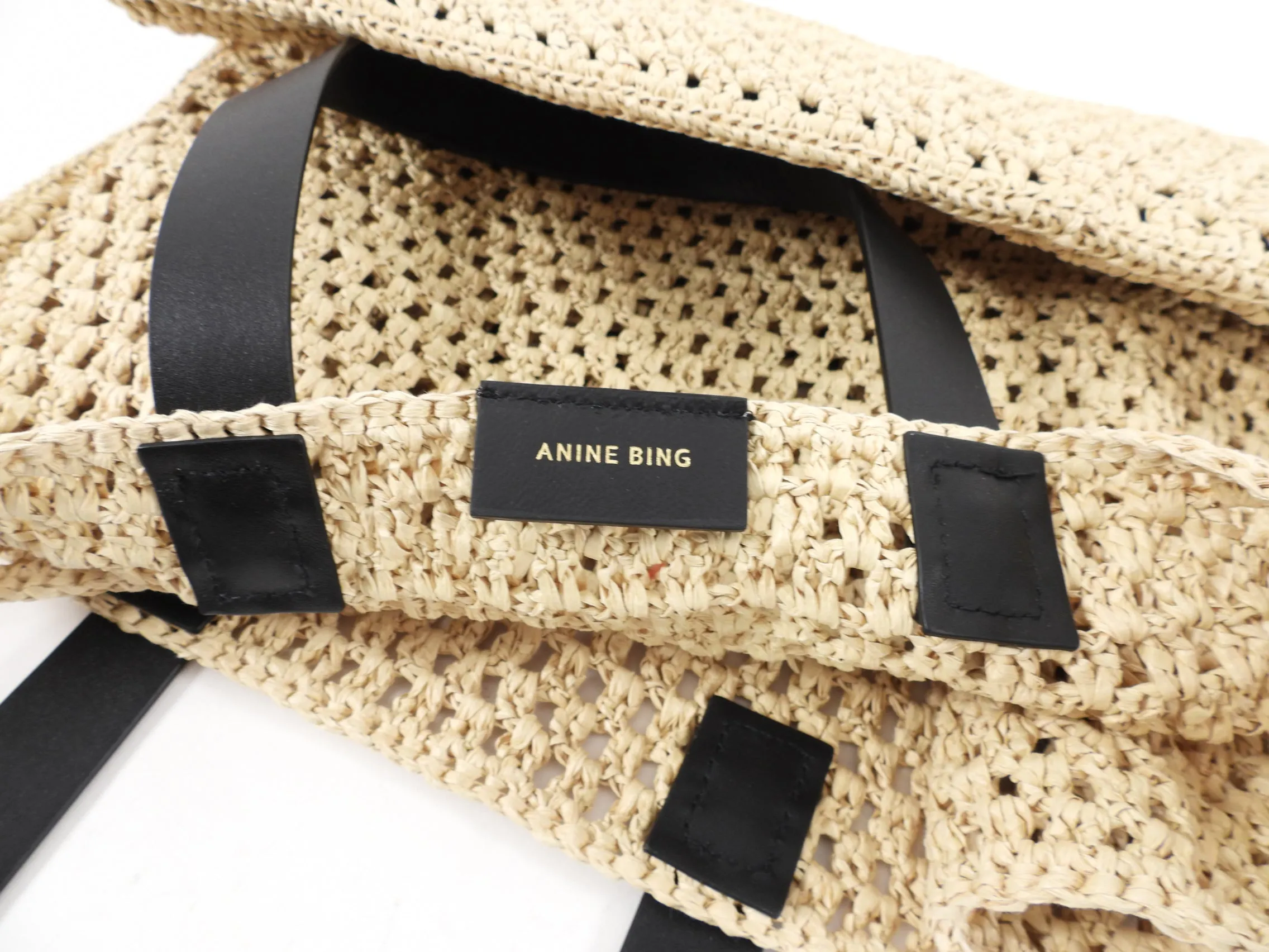 Anine Bing Extra Large Raffia Logo Beach Rio Tote Bag