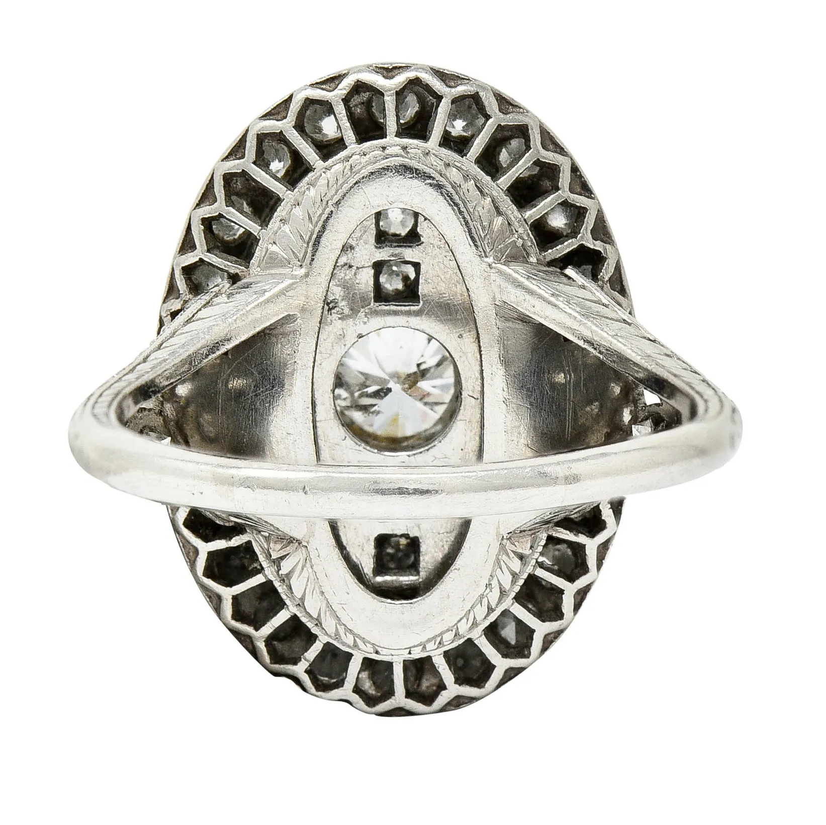 Art Deco Diamond Onyx Platinum Dinner Ring Circa 1930's