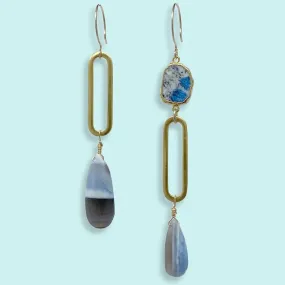 Asymetrical Earrings with Agate