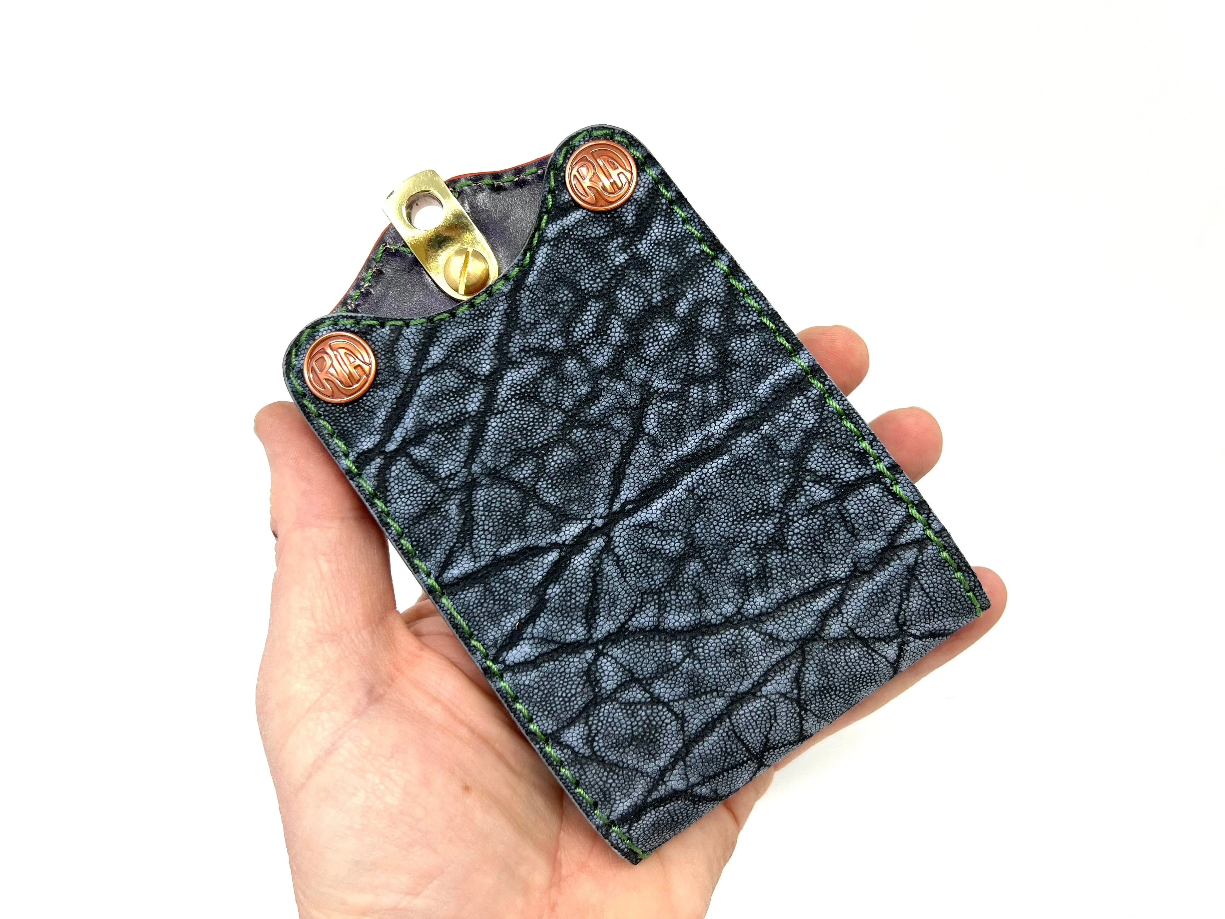 Bifold Leather Chain Wallet (G4) - Safari Blue Elephant