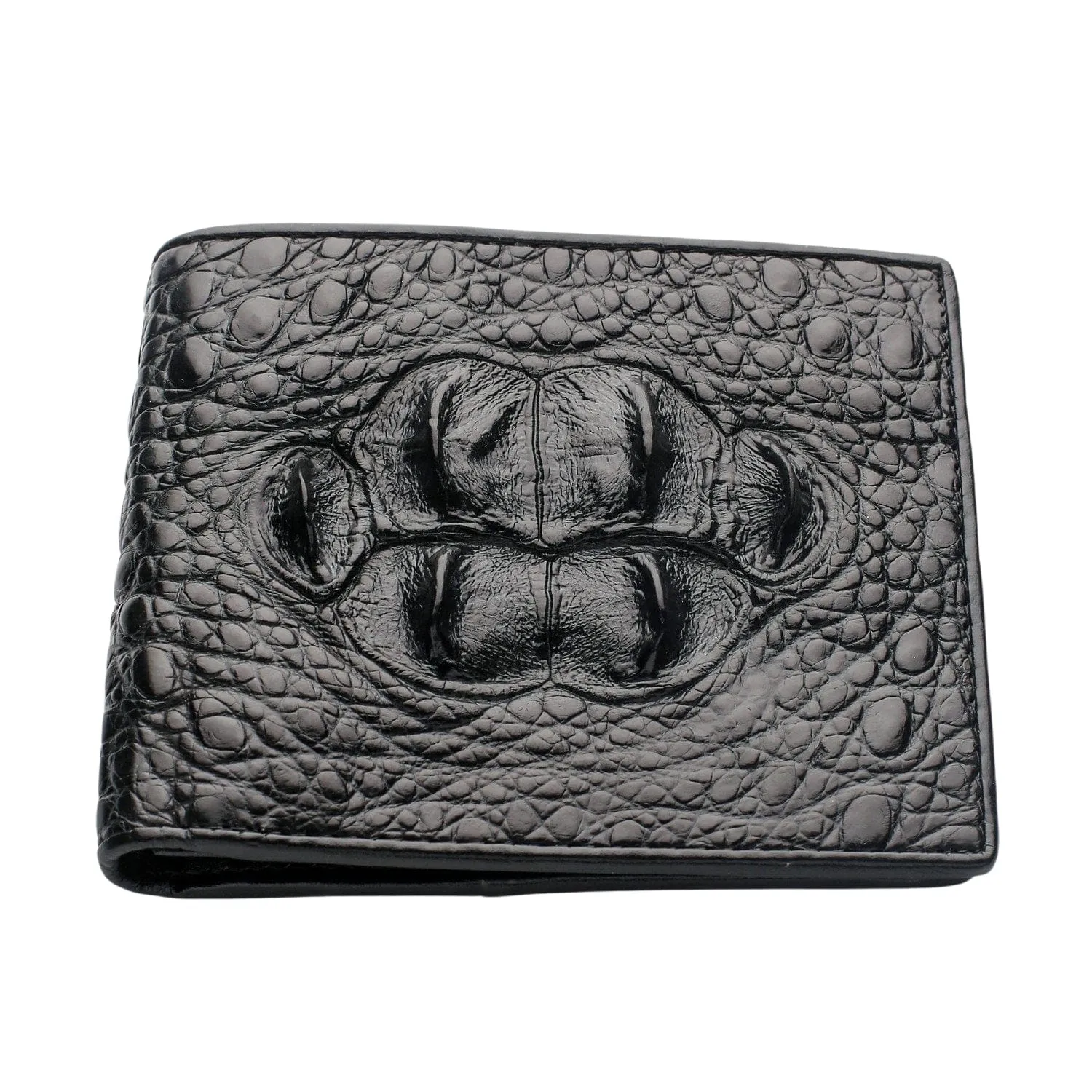 Black Big Hornback Crocodile Mens Wallet