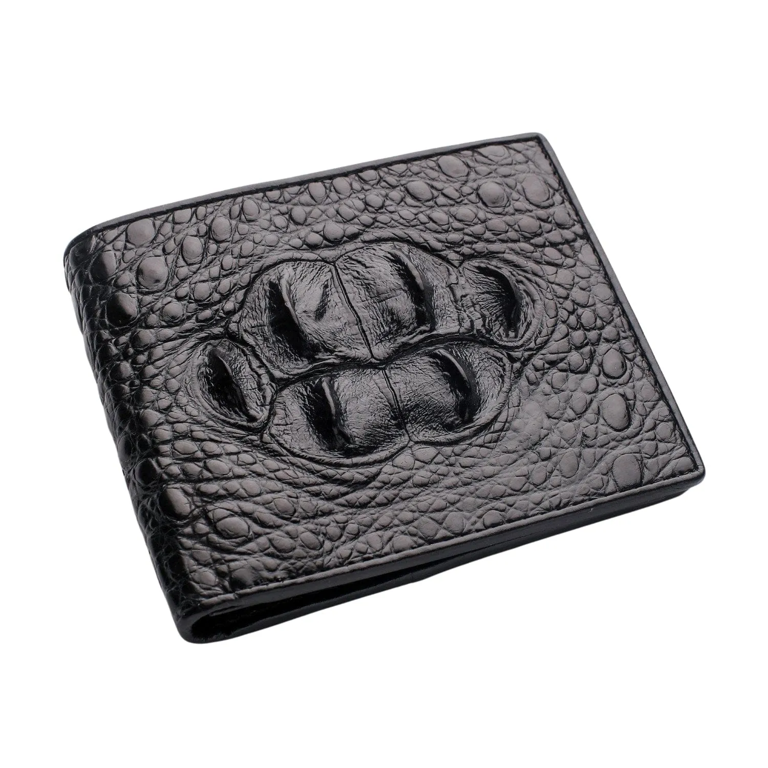 Black Big Hornback Crocodile Mens Wallet