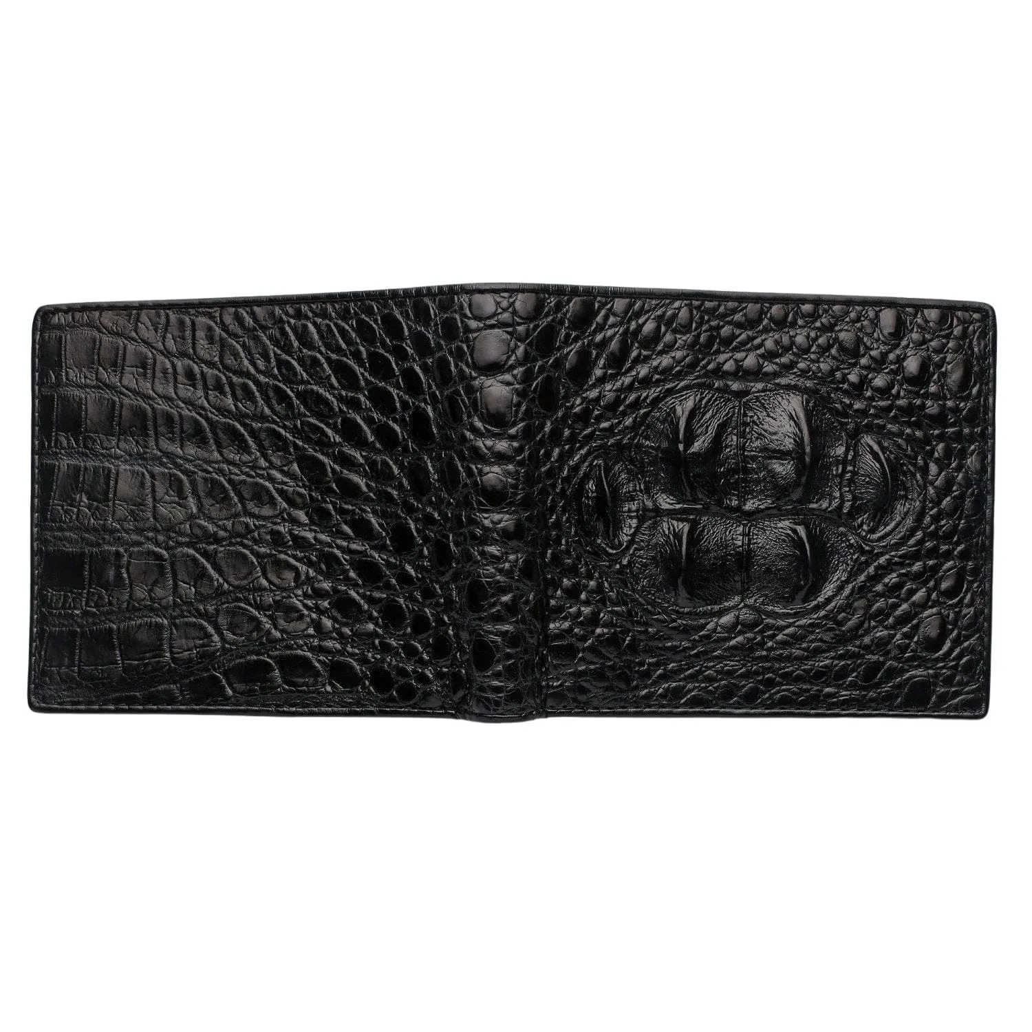 Black Big Hornback Crocodile Mens Wallet