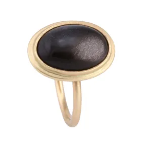 Black Moonstone Cabochon Ring