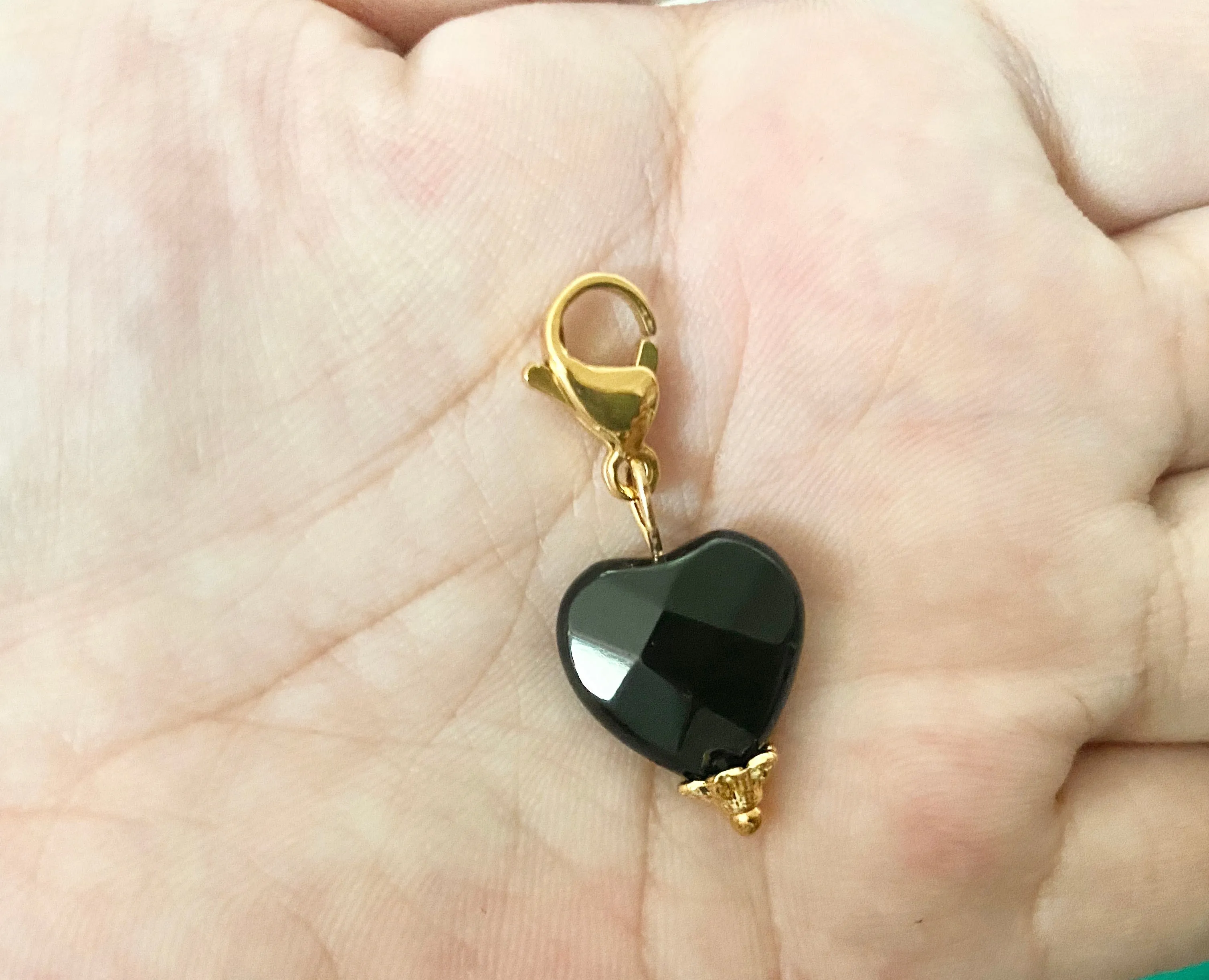 Black Onyx Heart Charm