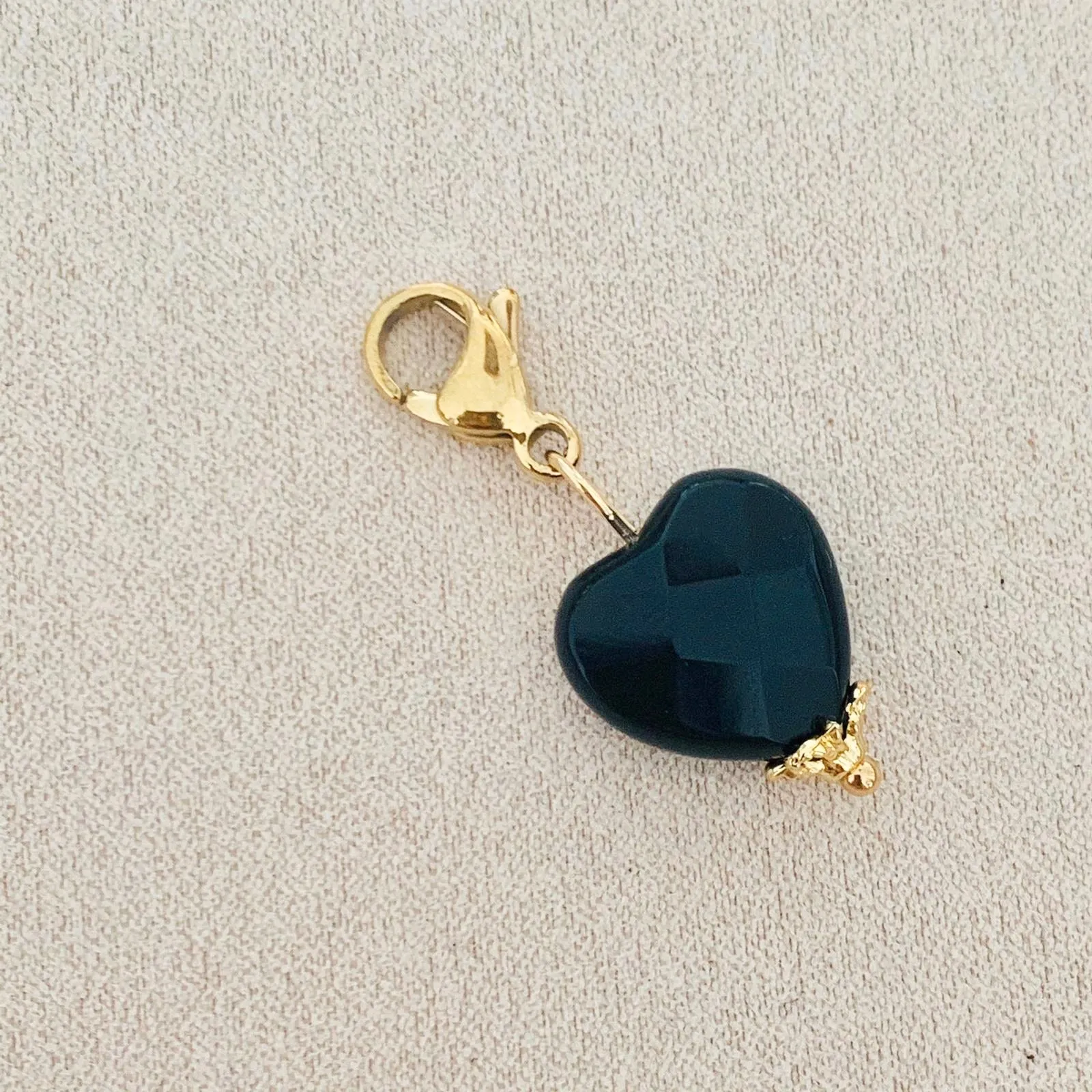 Black Onyx Heart Charm