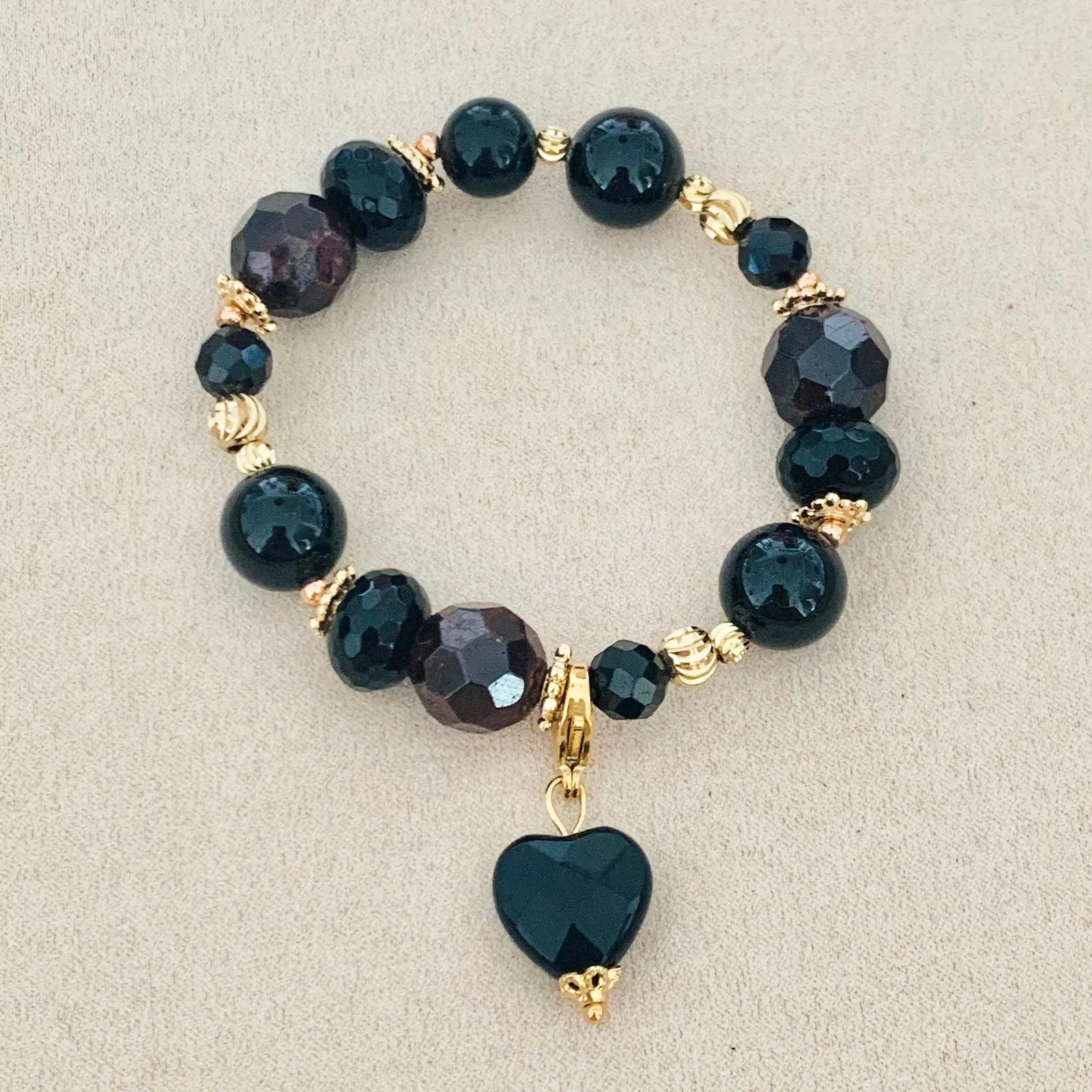 Black Onyx Heart Charm