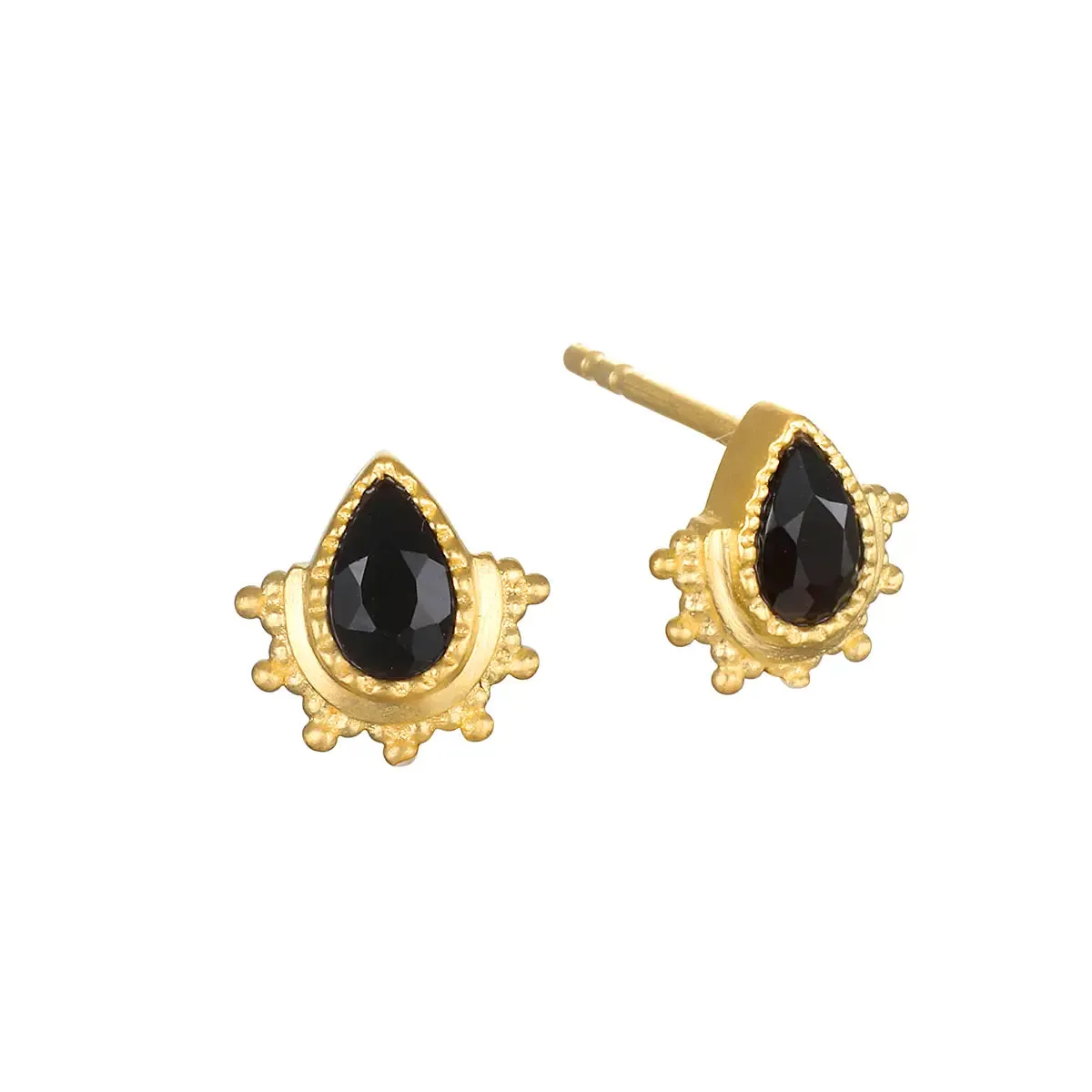 Black Onyx Radial Stud Earrings