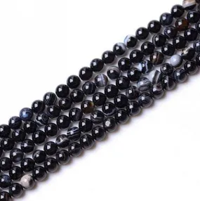 Black Stripe Agate Round Bead 3mm