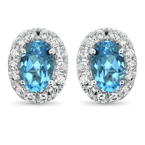 Blue Topaz and Diamond Earrings