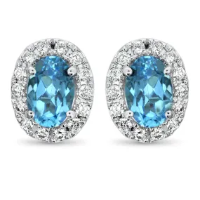 Blue Topaz and Diamond Earrings