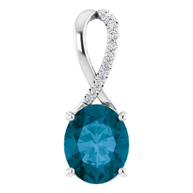 Blue Topaz and Diamond Pendant