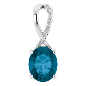 Blue Topaz and Diamond Pendant