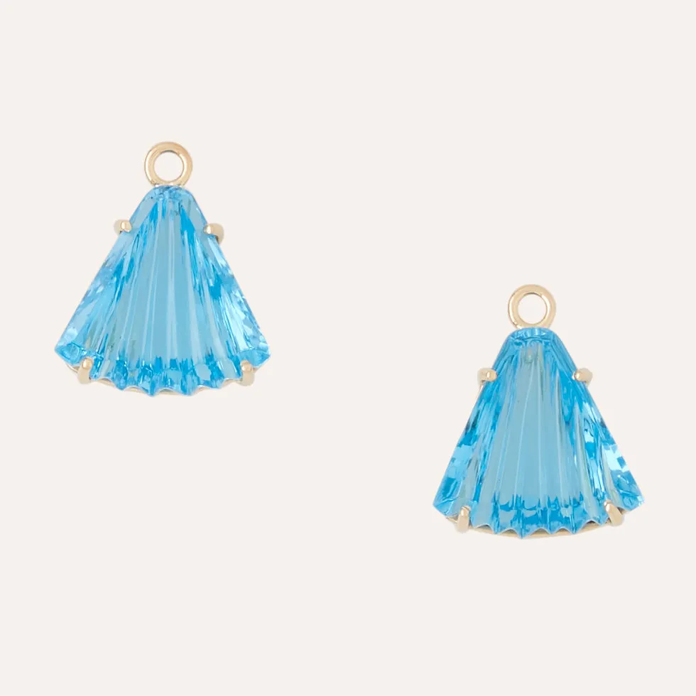 Blue Topaz Carved Fan Earring Drops