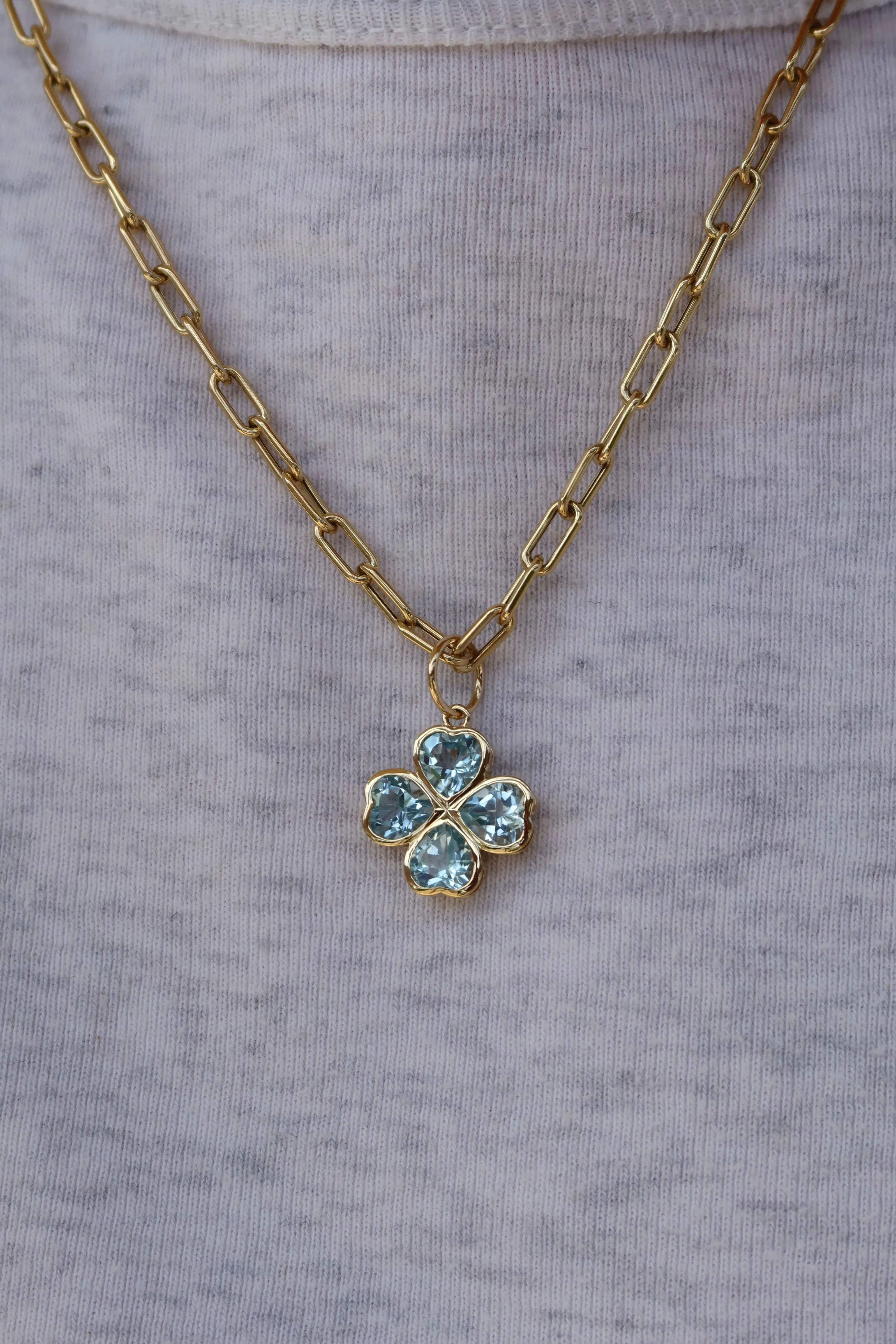 Blue Topaz Clover Charm