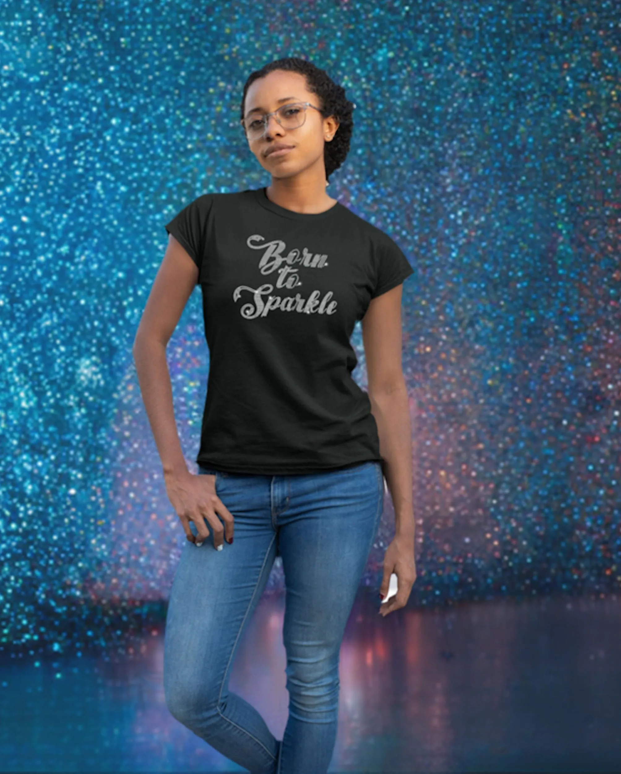 Born To Sparkle Rhinestone Bling T-Shirt