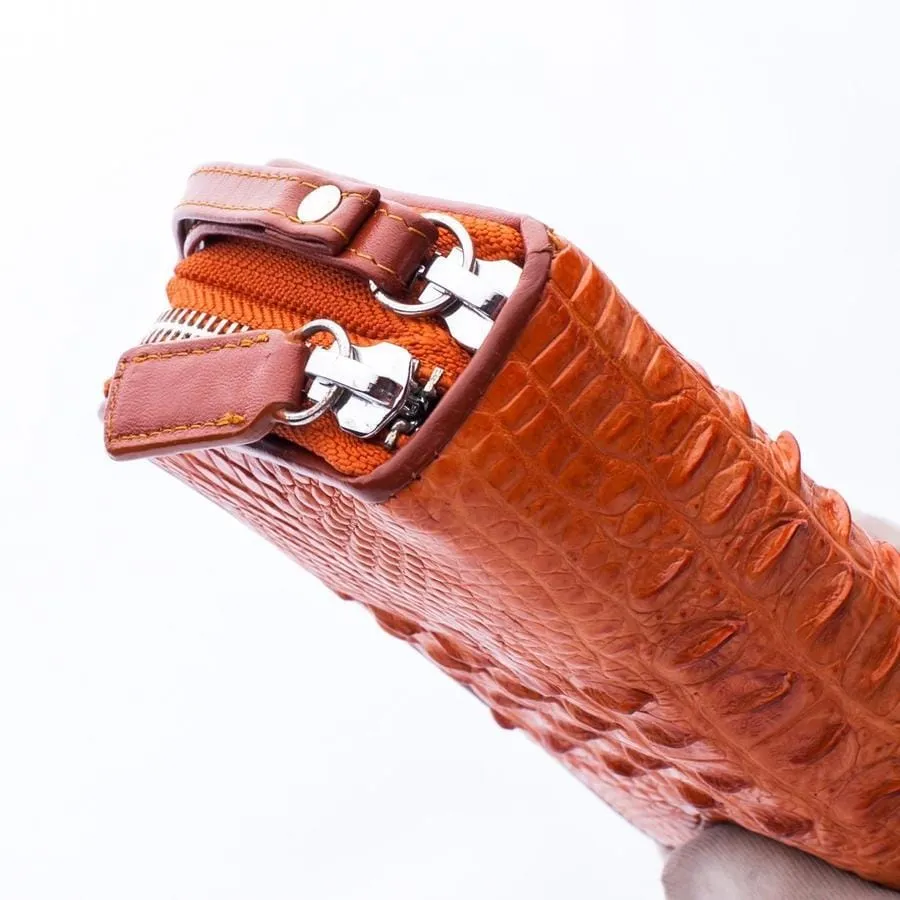 Brown Crocodile Tail Skin Wallets