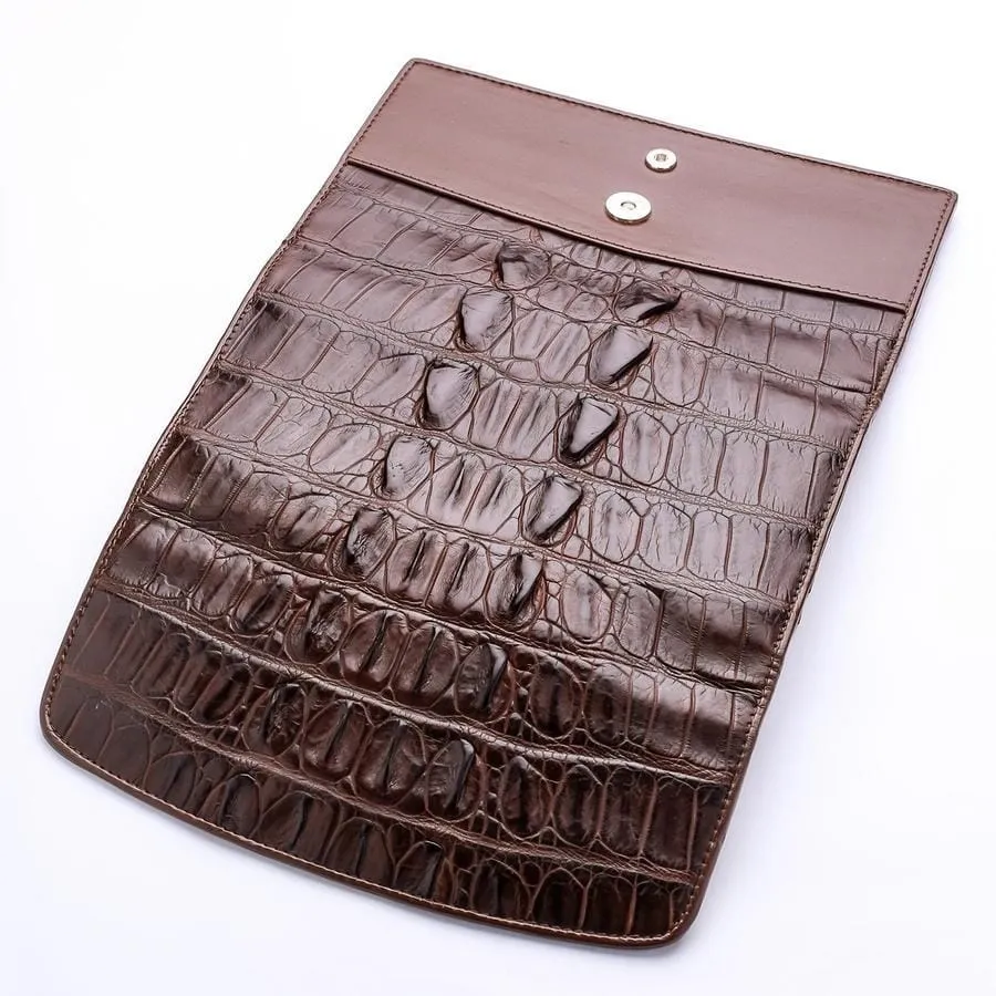 Brown Genuine Crocodile Big Tail Skin Womens Wallet