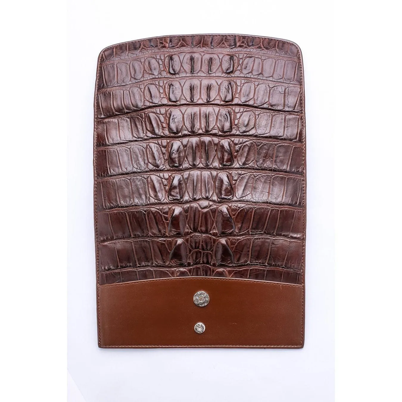 Brown Genuine Crocodile Big Tail Skin Womens Wallet