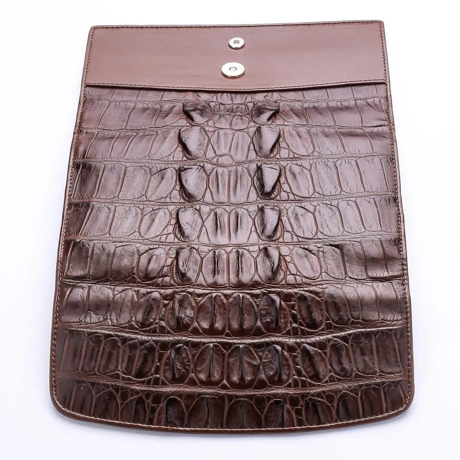 Brown Genuine Crocodile Big Tail Skin Womens Wallet