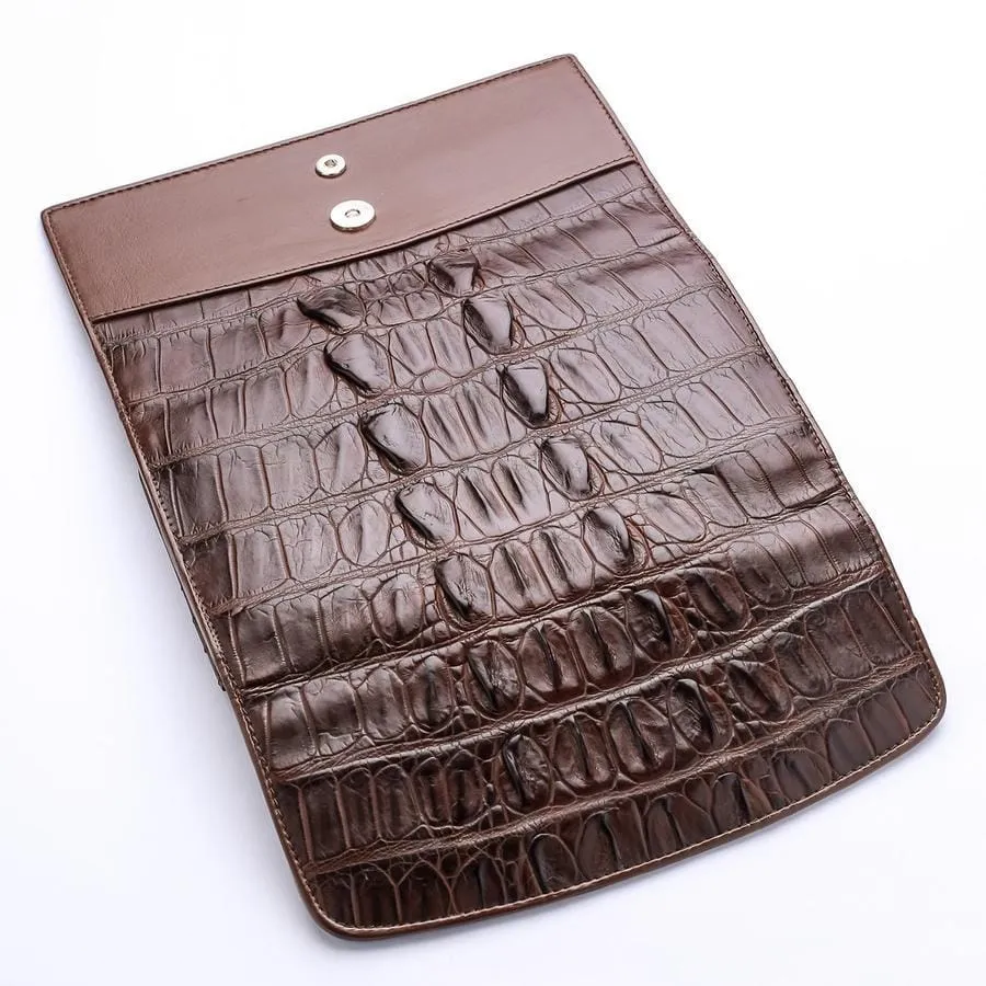 Brown Genuine Crocodile Big Tail Skin Womens Wallet