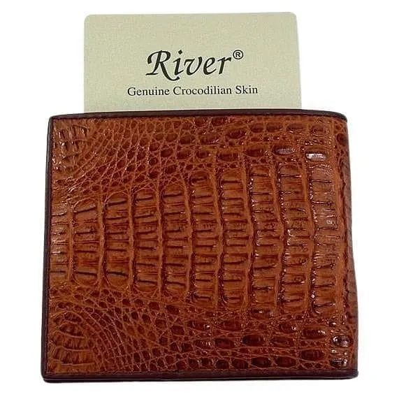 Brown Genuine Crocodile Head Skin Leather Wallet