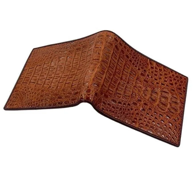 Brown Genuine Crocodile Head Skin Leather Wallet