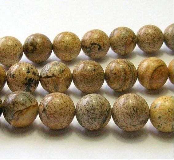 Brown Round Picture Jasper Beads Natural Stone Beads 12 mm Strand 15/DIY For Je