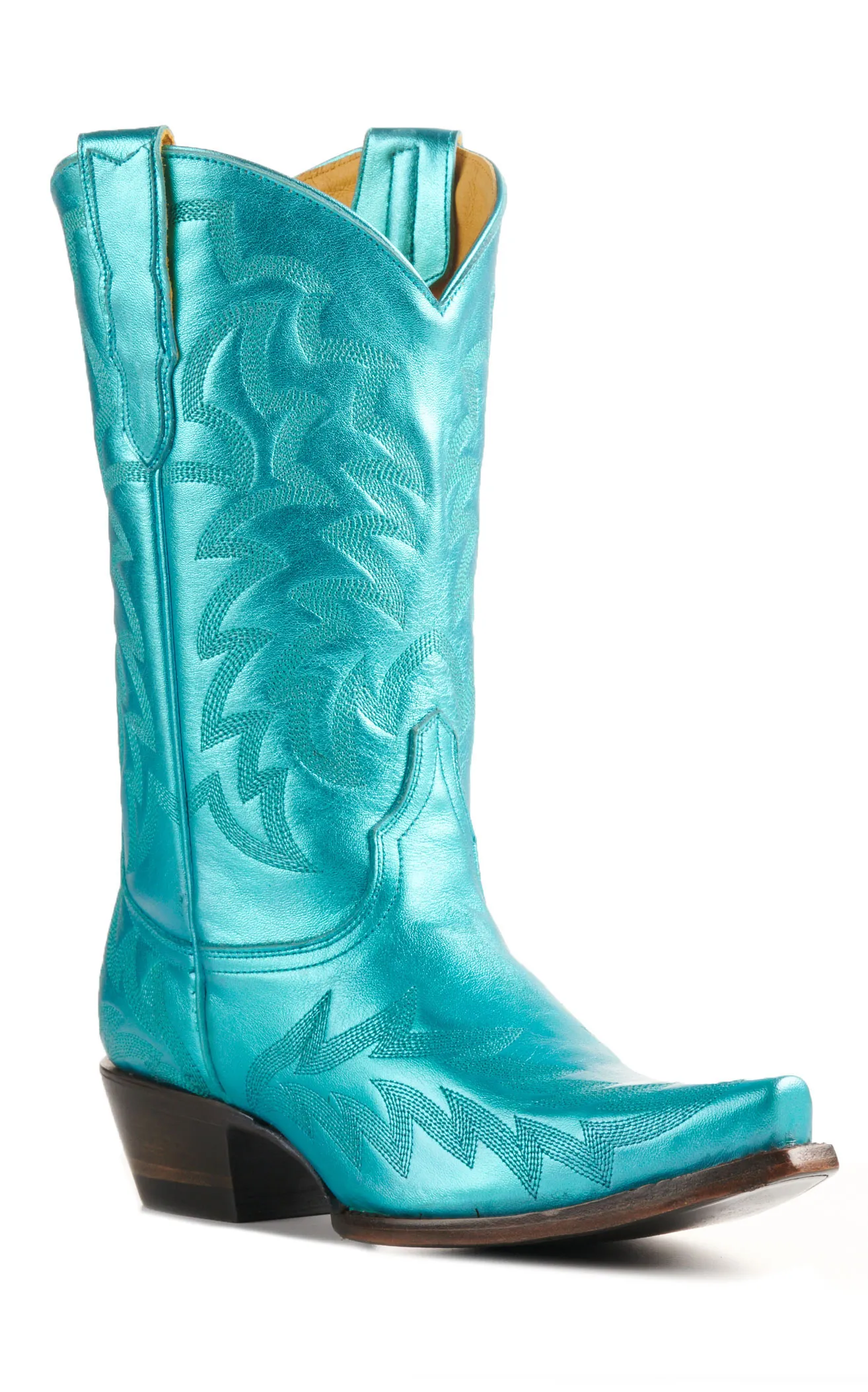 Cavender's Women's Metallic Turquoise Snip Toe Cowboy Boots