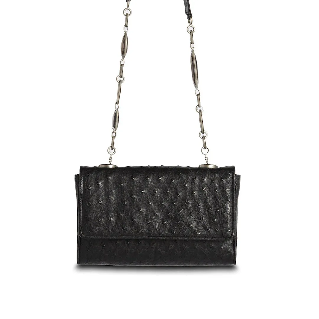 Chain & Jewel Shoulder Bag, Mini - Black, Topaz Gemstones