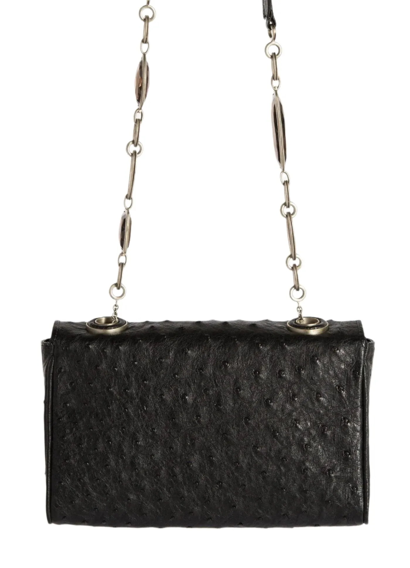 Chain & Jewel Shoulder Bag, Mini - Black, Topaz Gemstones