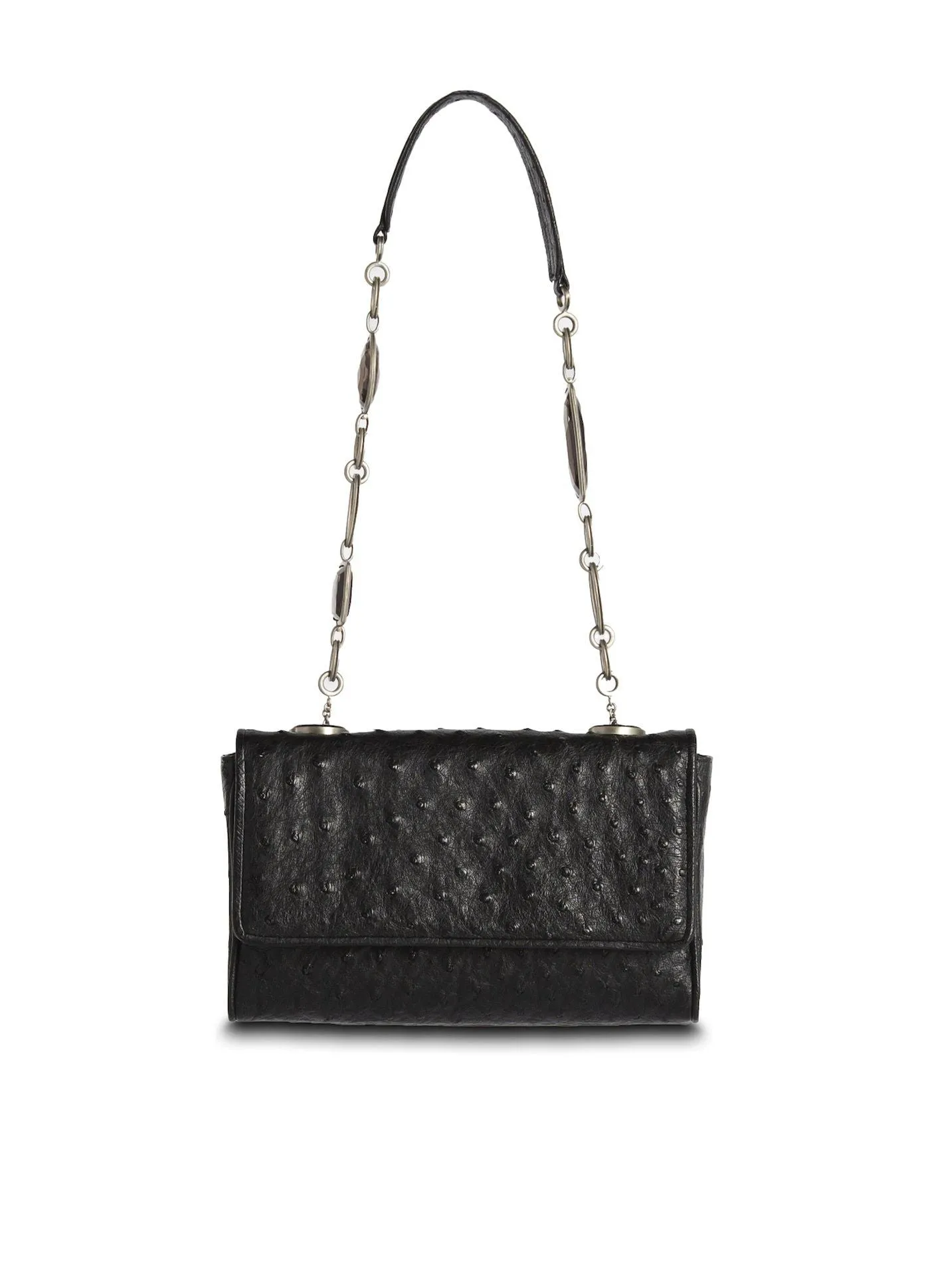 Chain & Jewel Shoulder Bag, Mini - Black, Topaz Gemstones