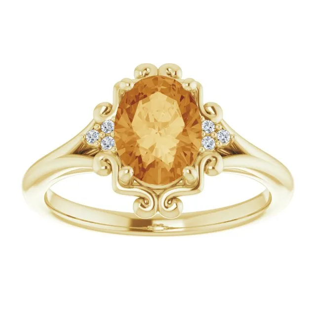 Citrine and Diamond Ring