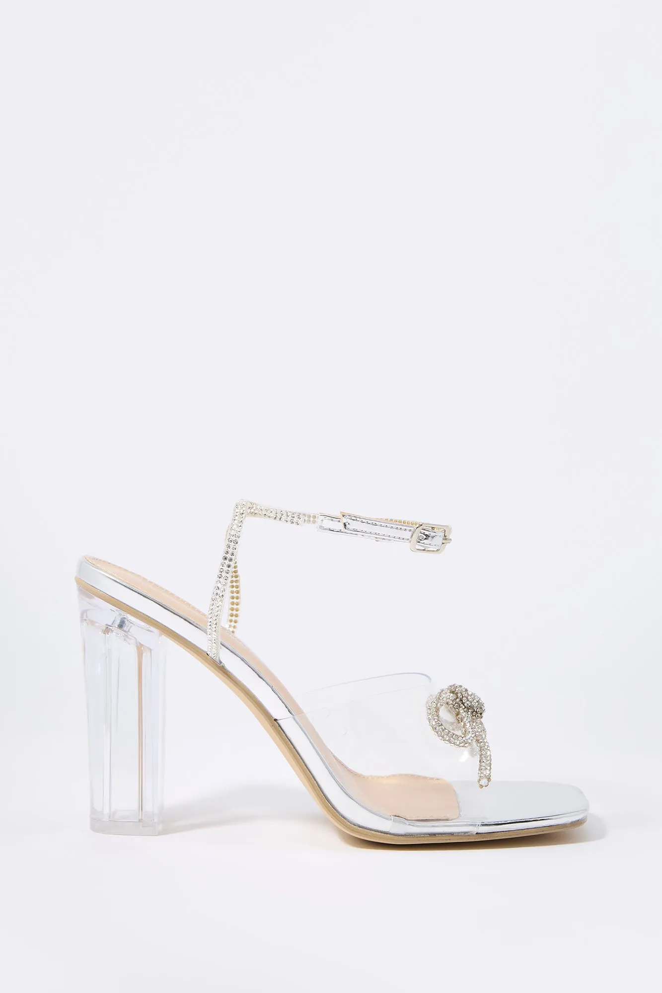 Clear Rhinestone Bow Heel