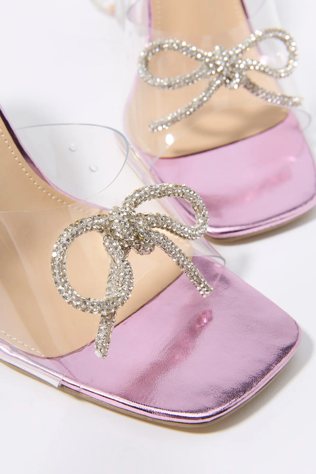 Clear Rhinestone Bow Heel