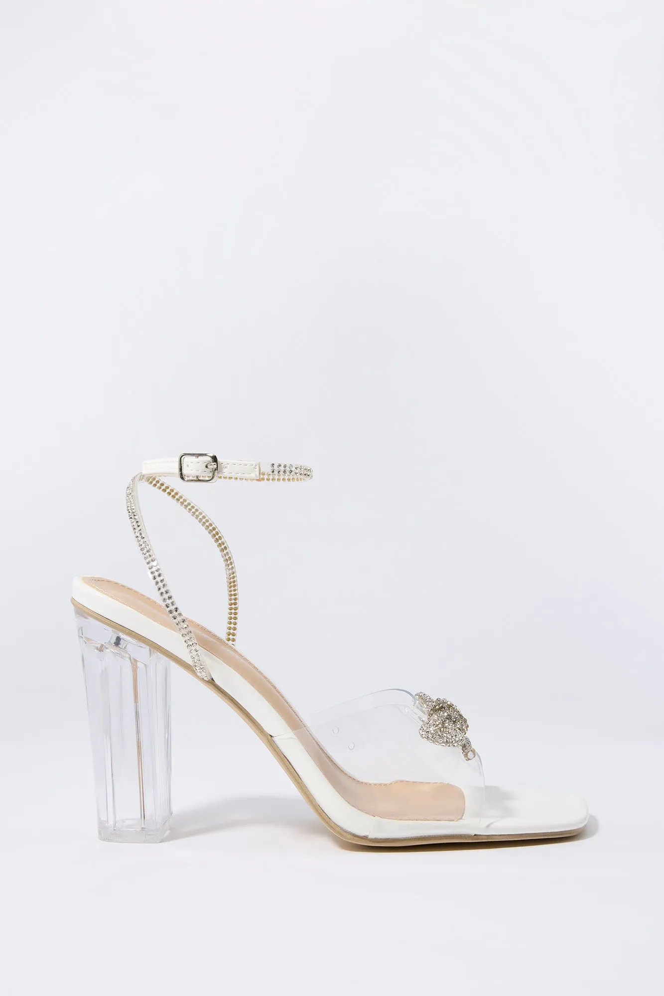 Clear Rhinestone Bow Heel