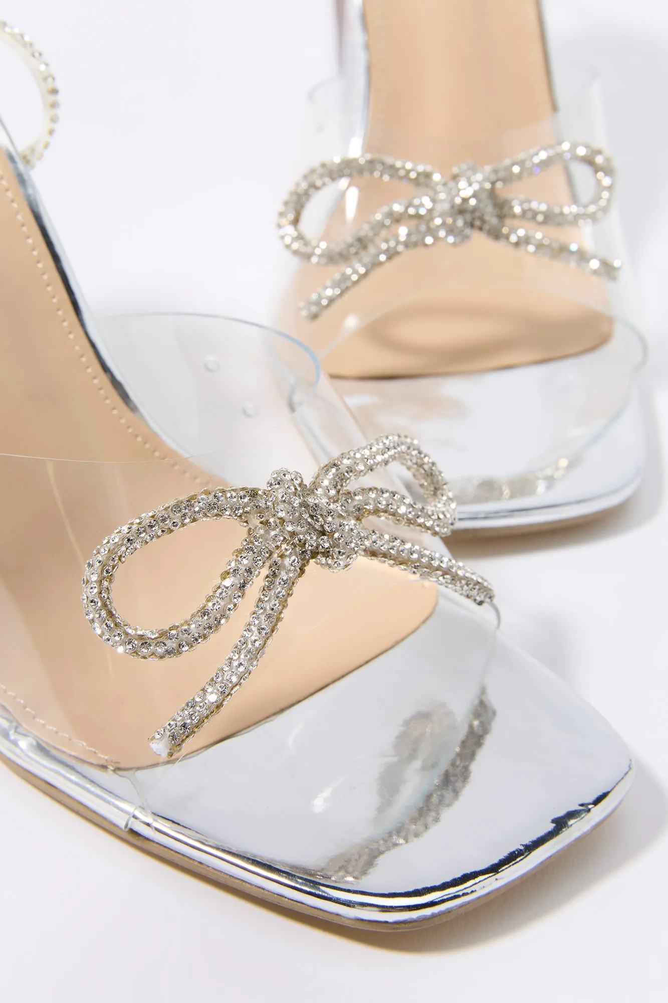 Clear Rhinestone Bow Heel