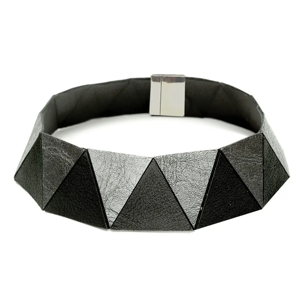 Cleopatra black leather choker necklace